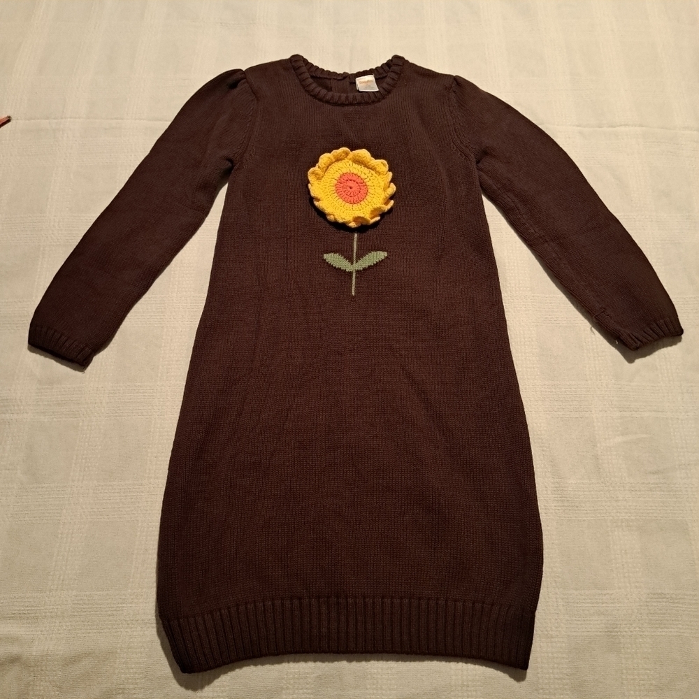 Gymboree size 10 girls knit sweater dress 3D sunflower
